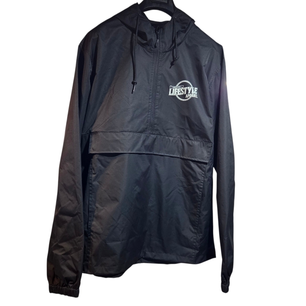 Lifestyle Men's Black Mesh Hooded Windbreaker Rain Jacket Size 2XL - Picture 2 of 8